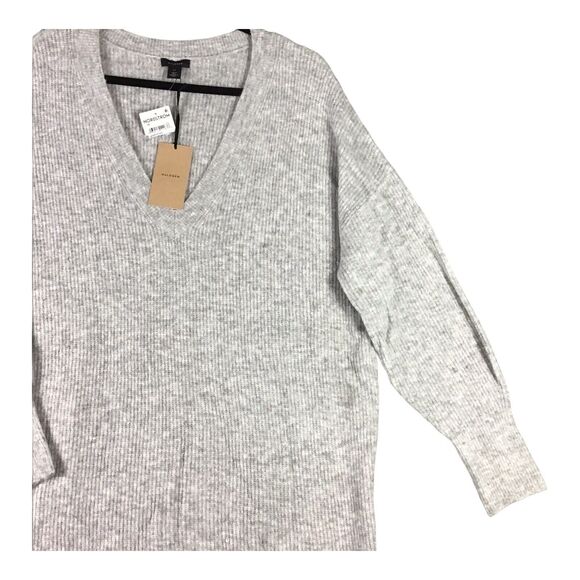 Halogen Womens 1X Heather Grey V-Neck Ribbed Long Pullover Sweater NWT - Picture 12 of 14